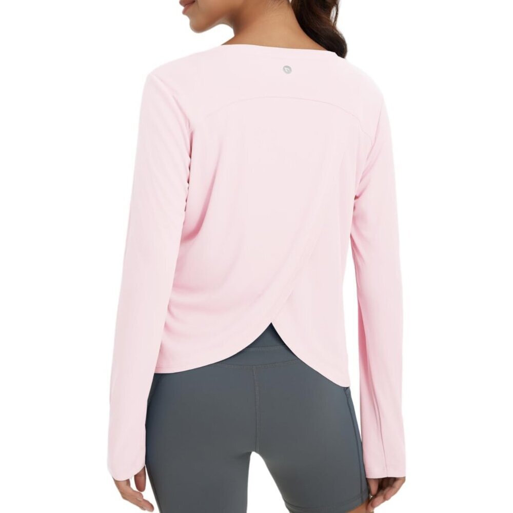 Women's Long Sleeve Workout Tops Athletic Shirts Split Back Running Gym Quick Dr